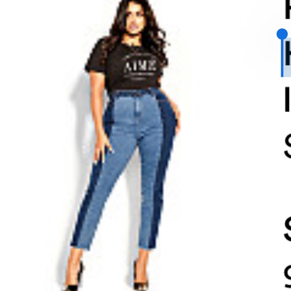 City Chic Two-Tone Blue Ankle Jeans